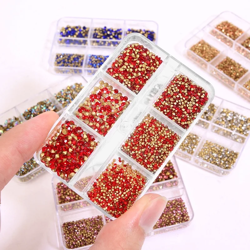 1000pcs 크리스탈 네일 아트 라인 석 슈퍼 밝은 유리 지적 바닥 반짝이 다이아몬드 여러 크기 매니큐어 액세서리