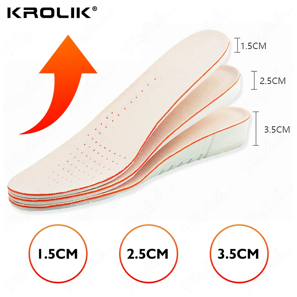 

1.5/2.5/3.5cm Soy Fiber Breathable Sweat Boosting Insole Height Lifting Adjustable Free Cut Heel Insert High Support Unisex