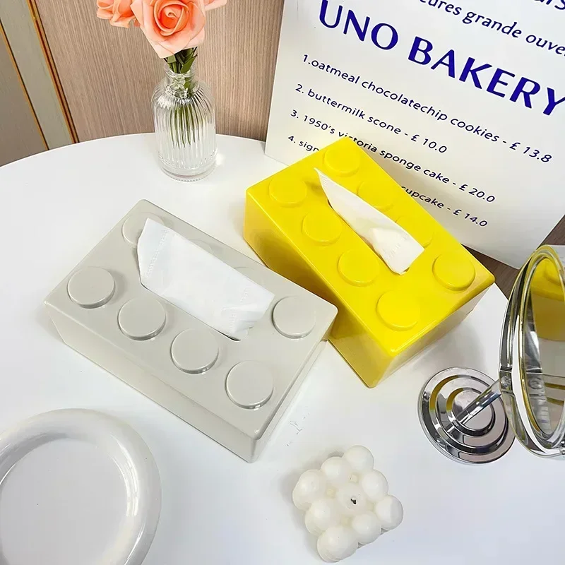 Description Picture 5 of itemNew Creative Building Blocks with Spring Tissue Box Wall-mounted Perforation-free Paper Holder Bathroom Face Towel Box Organizer