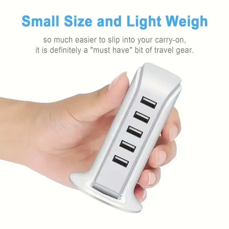 High-Speed 5-Port USB Charging Station with 20W USB-C Power Adapter