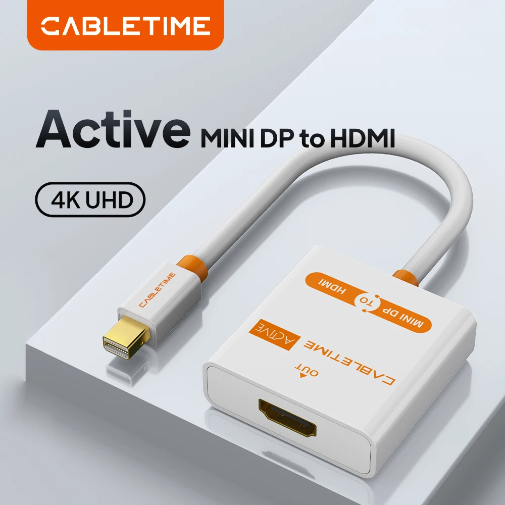 CABLETIME Thunderbolt Mini DP zu HDMI Aktiv-Adapter M/F Mini DisplayPort zu HDMI-Kabel für MacBook Pro Air iMac Projektor C065