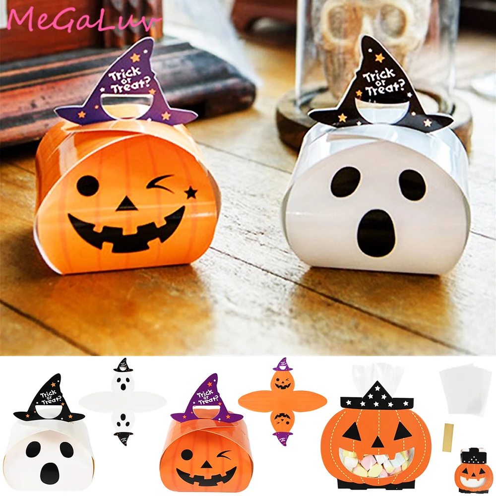 10 Pezzi Scatole Di Caramelle Di Halloween Zucca Fantasma Caramelle Sacchetti Di Carta Bambini Dolcetto O Scherzetto Confezione Regalo Per Forniture P