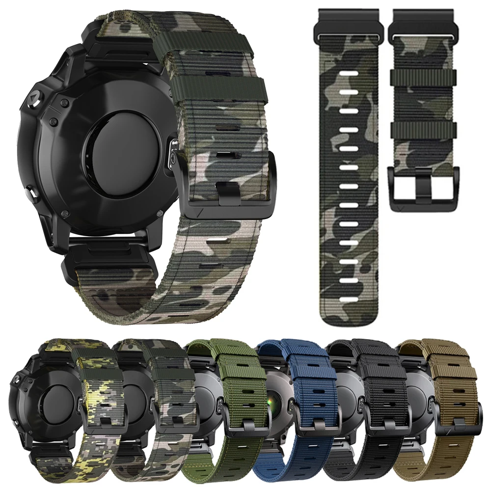 Camouflage Nylon Strap Bracelet - Durable QuickFit Design, Universal 22mm/26mm