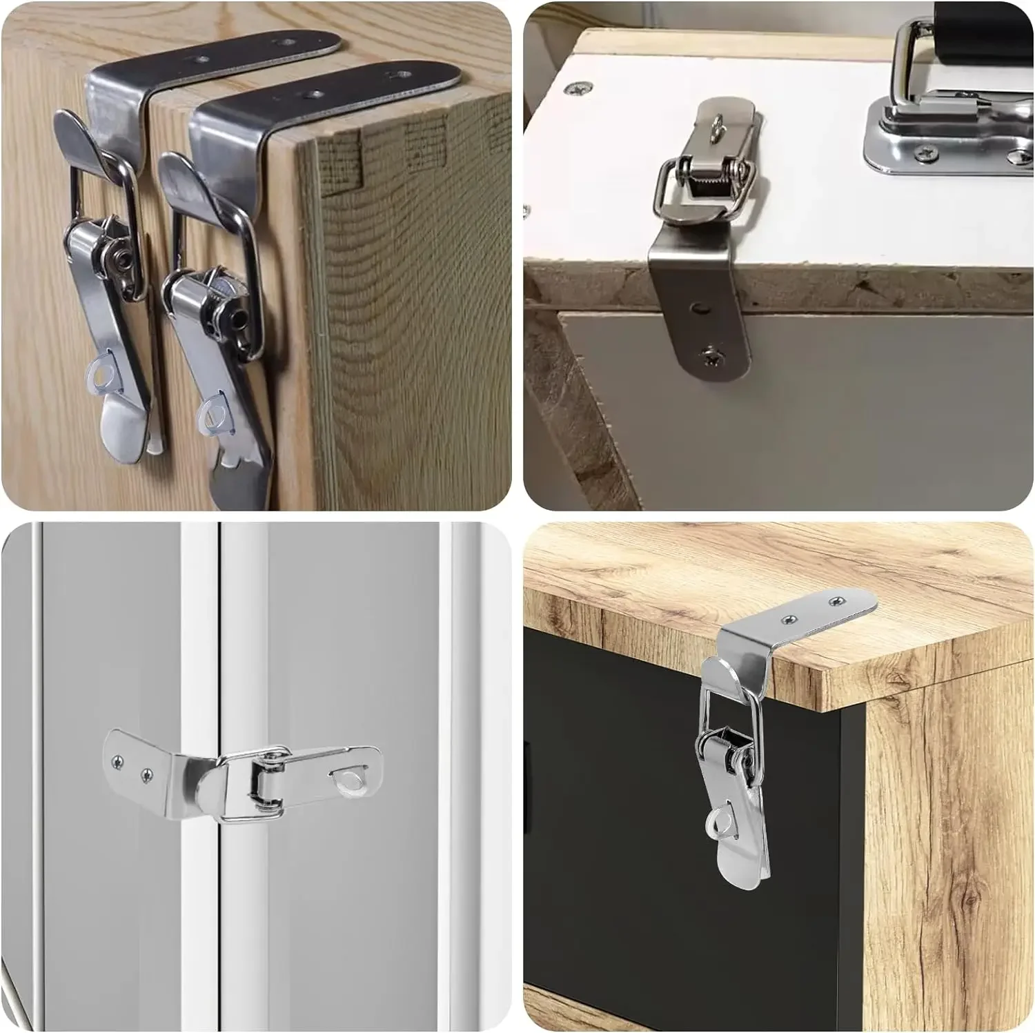 90 Degree Hook Lock Bolt Spring Loaded Draw Toggle Latch Clamp 4pcs for Door Drawer Toolbox Closet Cabinet Case toggle latches furniture hardware decorative latches