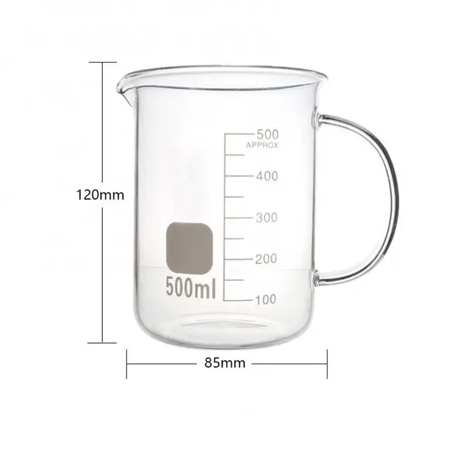 50/100/250/500 Beaker Glass Mérő Csésze 1000Ml Konyhai Laboratóriumi Lombik Magas Hőmérsékleten Ellenálló Üvegméretű Főzőpohár