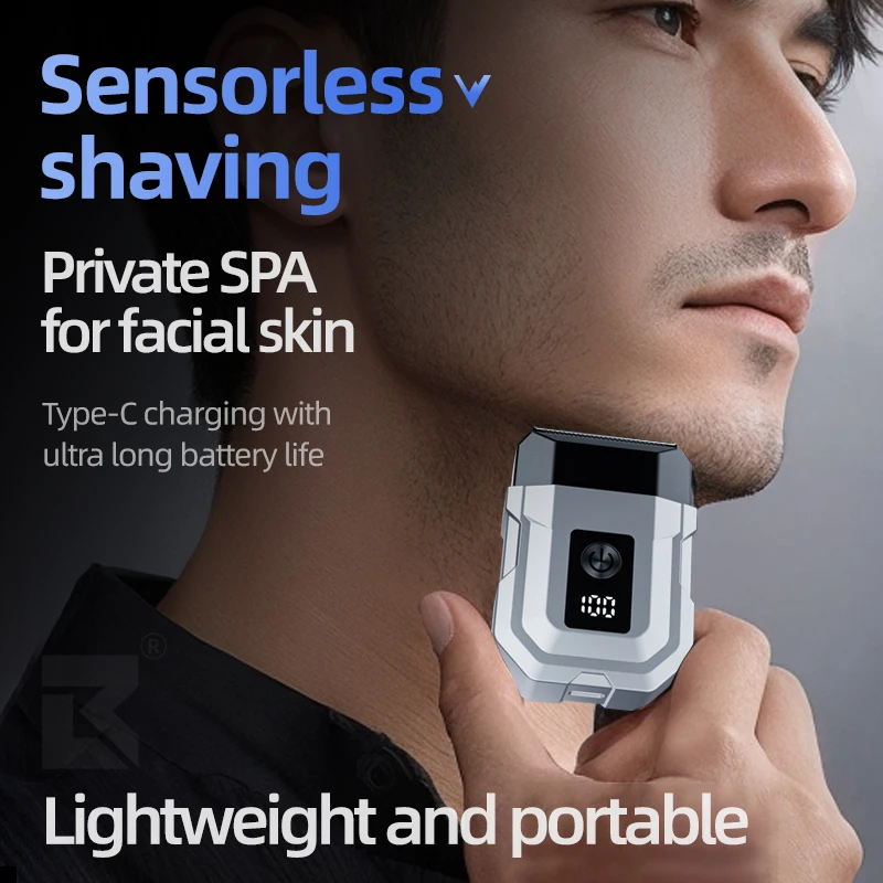 남성용 초강력 충전식 전기면도기 휴대용 디자인 LED 디스플레이 IPX7 방수 여행용