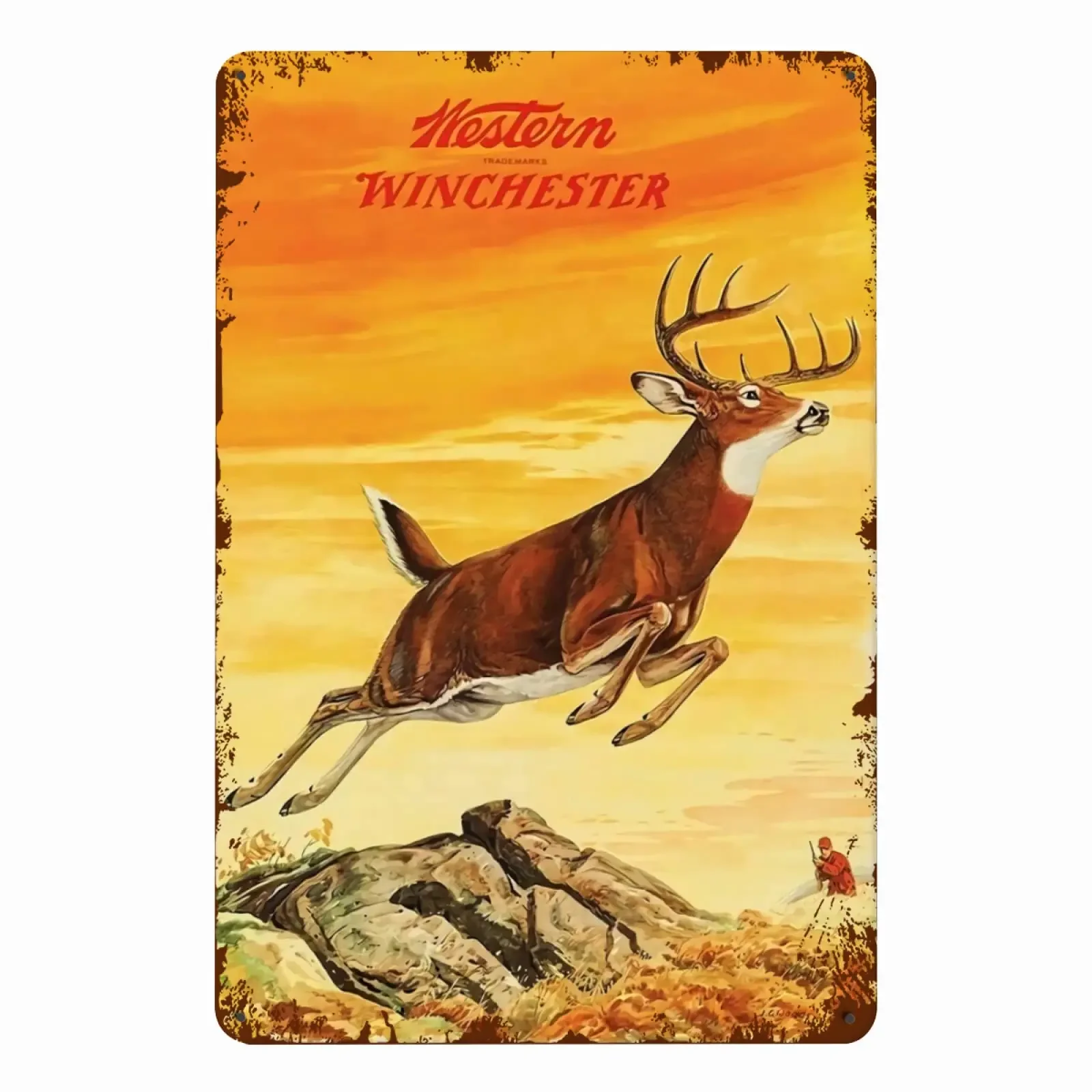 Targa In Metallo Vintage Orso Da Caccia – Poster In Stagno 30,5x20,3 Cm – Decorazione Da Parete Per Bar E Garage