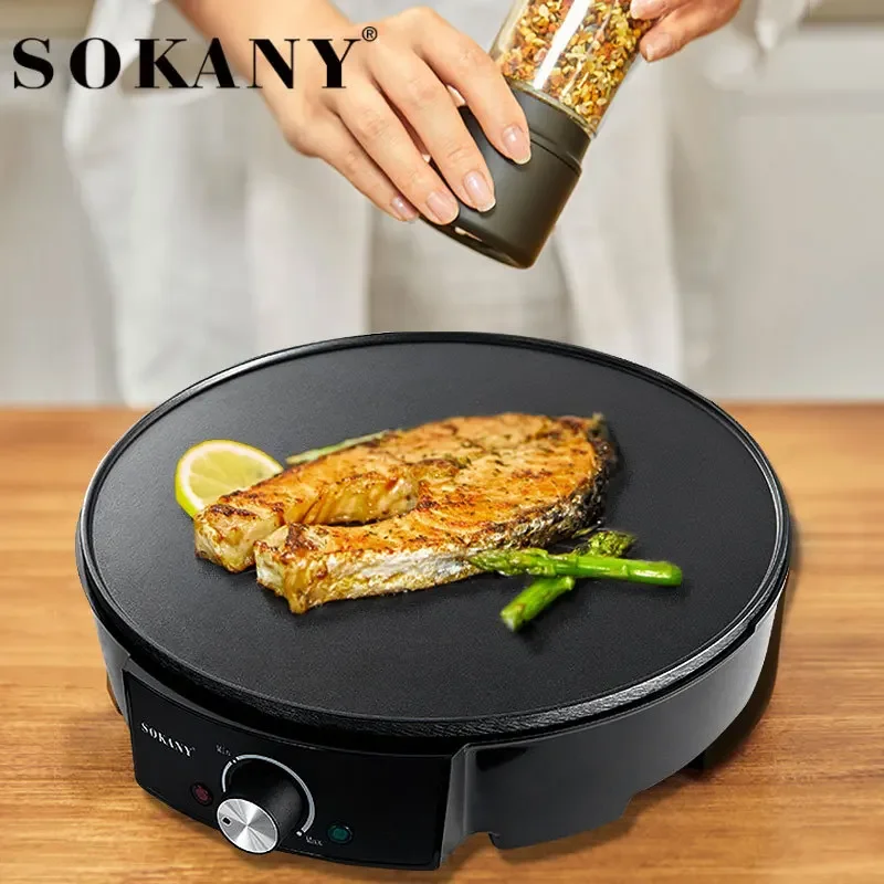 

Crepe Maker - Cooks Roti, Tortillas & Pancakes - Nonstick Cooktop - 12-inch Cook Area, Temperature Control & Cool Touch Handle