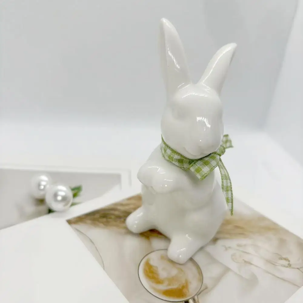 Osterhase Keramik Figuren Porzellan Urlaub Kaninchen Dekoration Skulptur Osterhase Skulptur Schreibtisch Ornament zum Essen – Detail 13