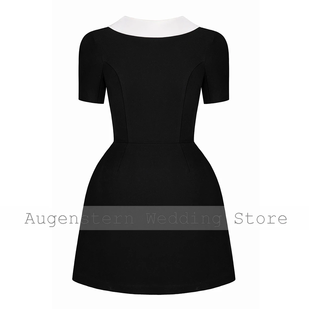 Mini-Cocktail kleid schwarz Elfenbein Cowl Neck Säule kurzes Abend party kleid für Frauen rücken freie kurze Ärmel einfaches Cocktail kleid