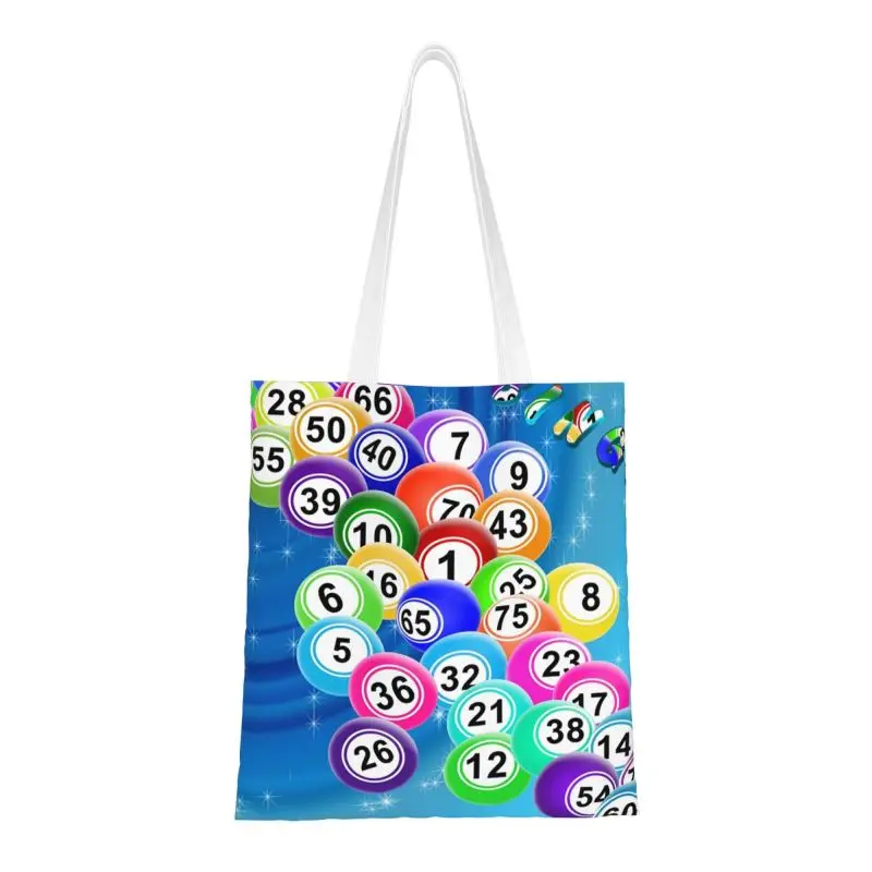 Custom Bingo Balls Canvas Shopping Bags Women Durable Groceries Paper
