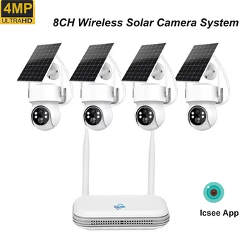 Uzoom 8Ch CCTV Security System Wireless NVR 4MP Wifi Solar Cameras Motion Detection Two-Way Audio IR Night Vision XMeye 1