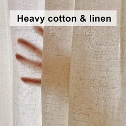 Modern Beige Natural Linen Like Tulle Living Room Flax Sheer Curtains for Bedroom Voile Window S Folds Custom Size Drapes