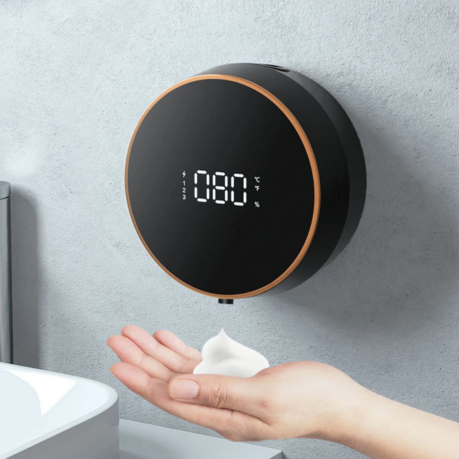 

Automatic Foam Soap Dispenser Wall Mounted Temperature Display Smart Infrared Sensor Hand Washer Touchless Liquid Soap Dispenser