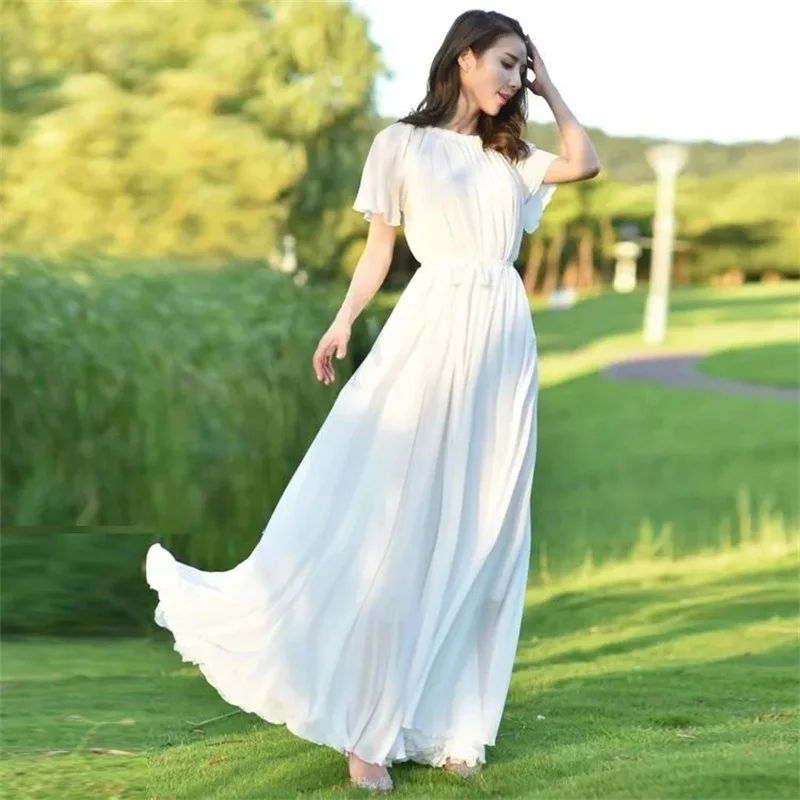 chinese dress ladies Halter White Dress Summer Party Gown with Sexy Slits Long Evening Dres –  Siaoryne