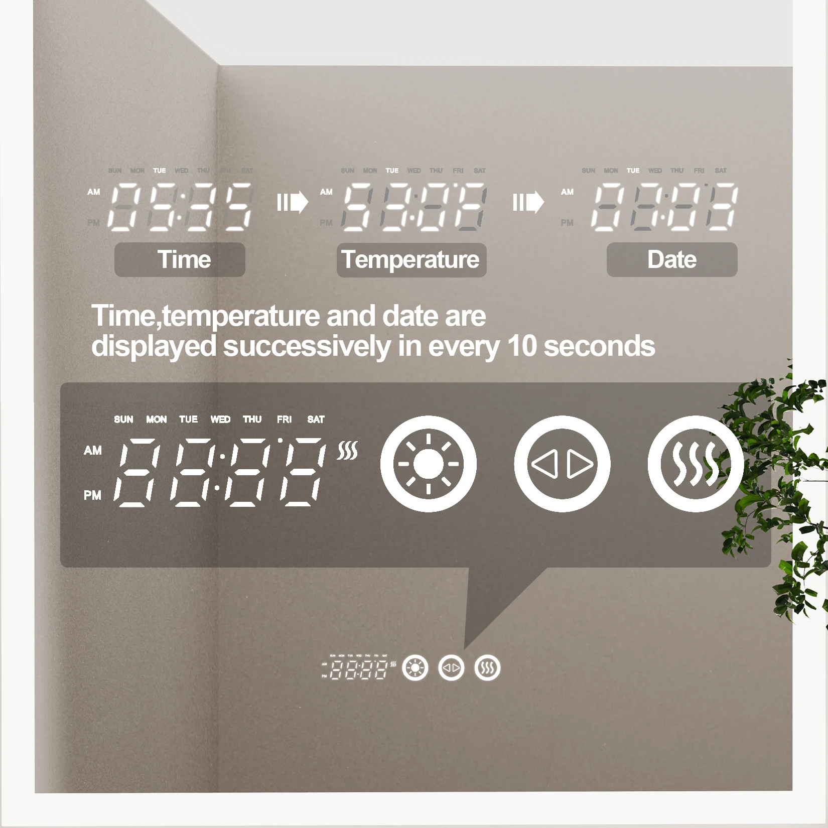 Backlit Smart LED Bathroom Mirror: 36 x 24 Inch Arched Dimmable 3 Colors Anti-Fog Lighted Mirrors with Time Temperature - CRI95 4