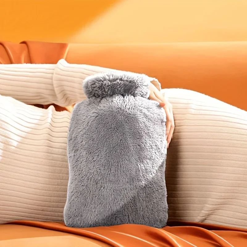 1000ml Hot Water Bottle Winter Plush Hot Water Bottle Explosion-Proof & Heat-Resistant Dual-Use Hand Warmer & Waist Bag