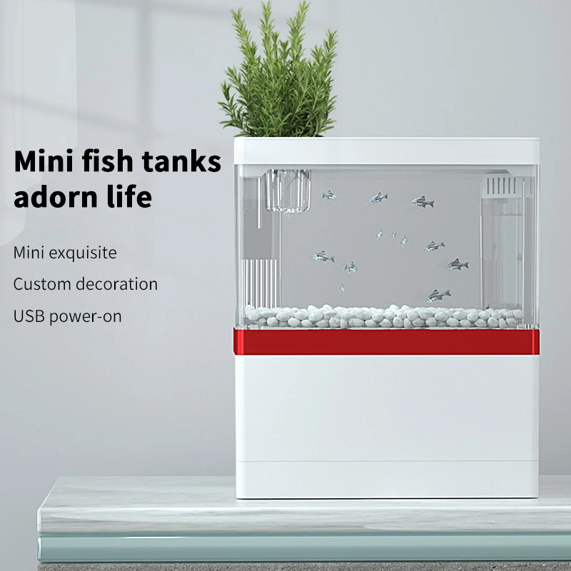 Home Fish Tank Small Desktop Creative Landscape Package Ecological Micro Landscape Free Water Bucket Fish Tank Mini Aquarium