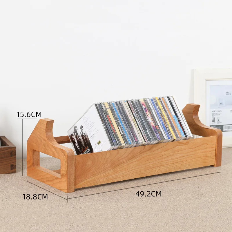 High-End Natural Cherry Wood Media Storage CD Rack Stackable Organizer-Holds 40 CDs Desktop Bookshelf CD Holder Rack