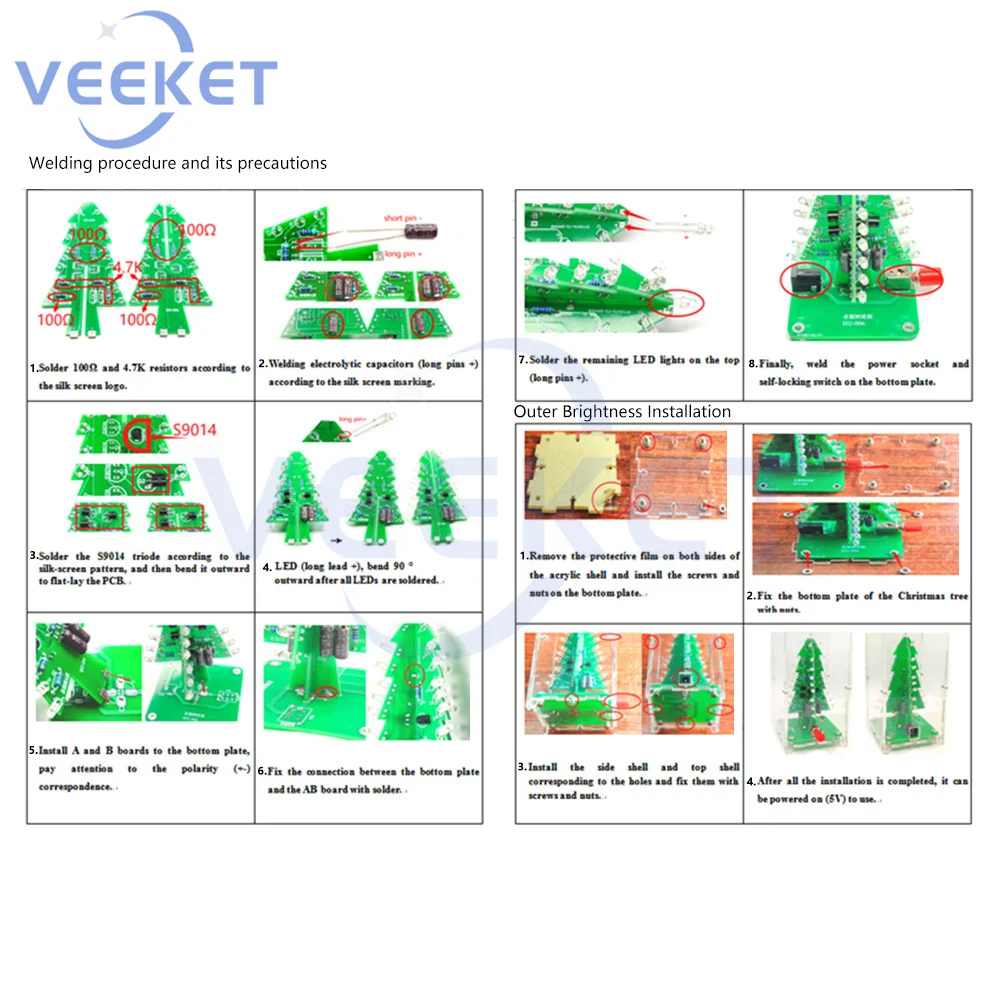 Festive 3D RGB LED Flashing Tree DIY Kit