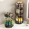 360°Rotating Kitchen Spice Storage Rack Organizer Desktop No Punching Home Multi-layer Round Rotating Spice Bottle Shelf Storage 2