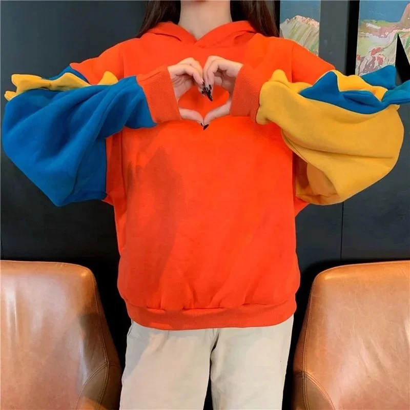 Women's Autumn Winter Sweet Cute Dinosaur Velvet Cashmere Hooded Hoodies 2023 Female Sweatshirts Pullover New Personality Jumper