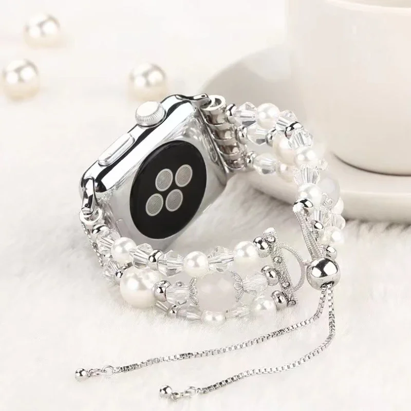 jewelry strap for Apple watch 9 8 7 45mm 41mm Adjustable Beaded Bracelet Wristband iWatch 6 5 4 SE 44mm 42mm 40mm 38mm 49mm Belt