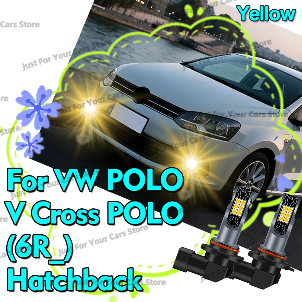 2x LED 안개등 전구 3000K 노란색 VW POLO 5 V Cross POLO (6R_) 해치백 2010 2011 2012 2013 2014 2015 2016 2017 2018-2022