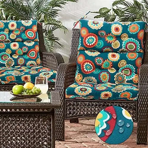 

Tufted High Back Chair Cushion Set of 2, Waterproof Deep Seating Rocking Chair Outdoor Chaise Lounge Sun Lounger Chair Cushions(