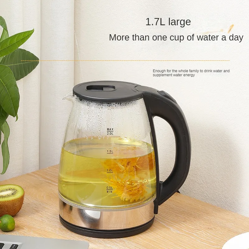 220V Glass Electric Kettle with 304 Stainless Steel Heating Plate Household Fast Water Boiling Pot 1700ML Capacity 3