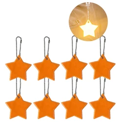 8-Piece Child Safety Reflective Star Keychain Set for Backpacks and Jackets (Orange Yellow)