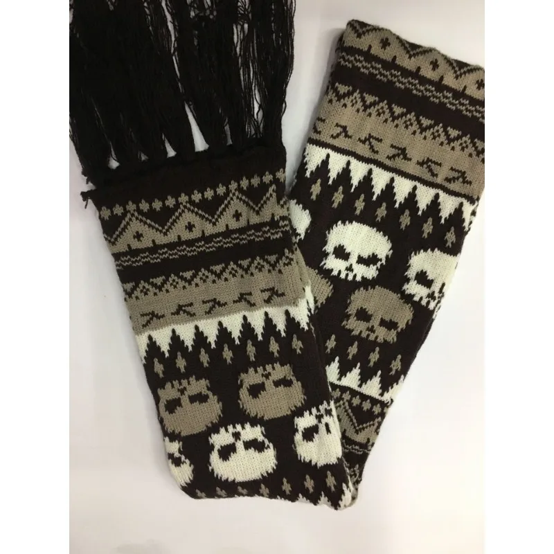 Dragon Skull Scarf Unisex Women Man Winter Knitted Pashmina Shawl Black Acrylic Echarpe Luxury Female Skeleton Wrap with Fringes