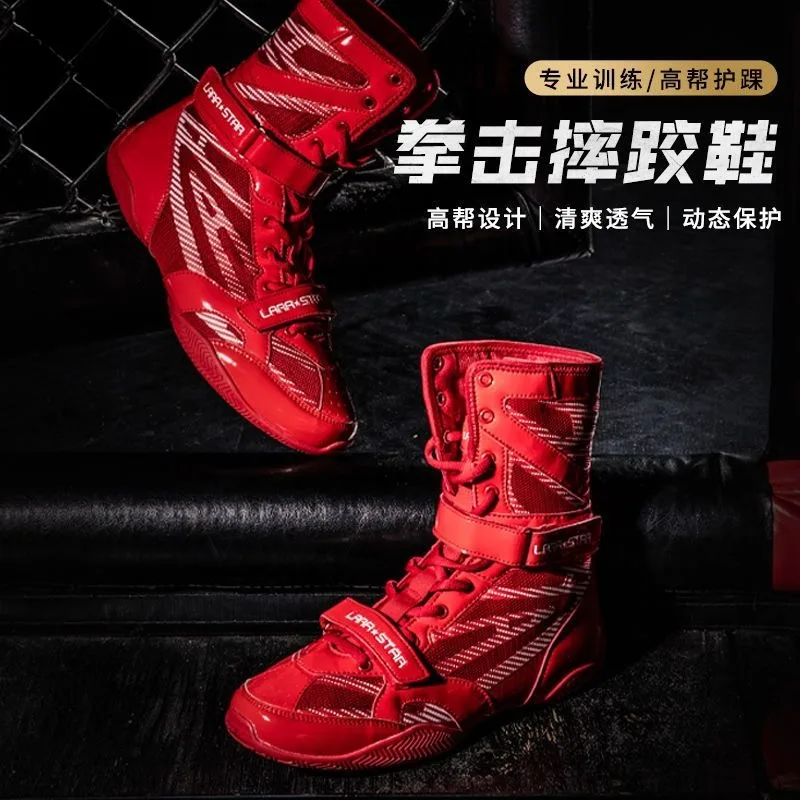 

Professional Men Wrestling Shoes Black Red Fighting Boots Man High Quality Boxing Shoes for Mens Designer Wearable Gym Shoe