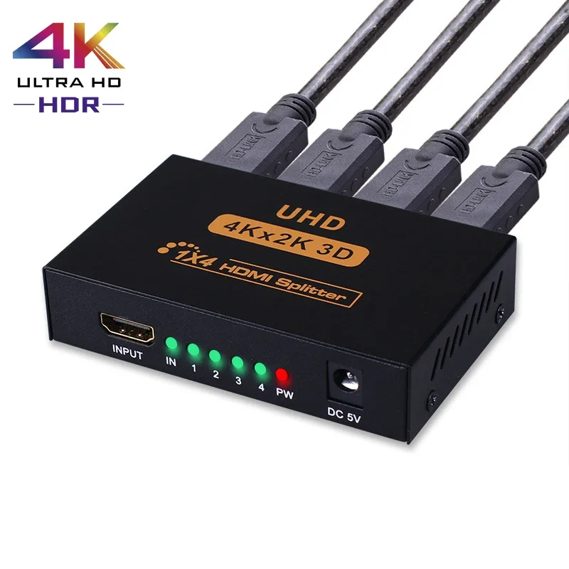 Divisor HDMI 1 en 2 salidas, divisor HDMI 4K para monitores duales, divisor  HDMI 1x2 1 a 2 amplificador compatible con Full HD 1080P 3D para Xbox PS4