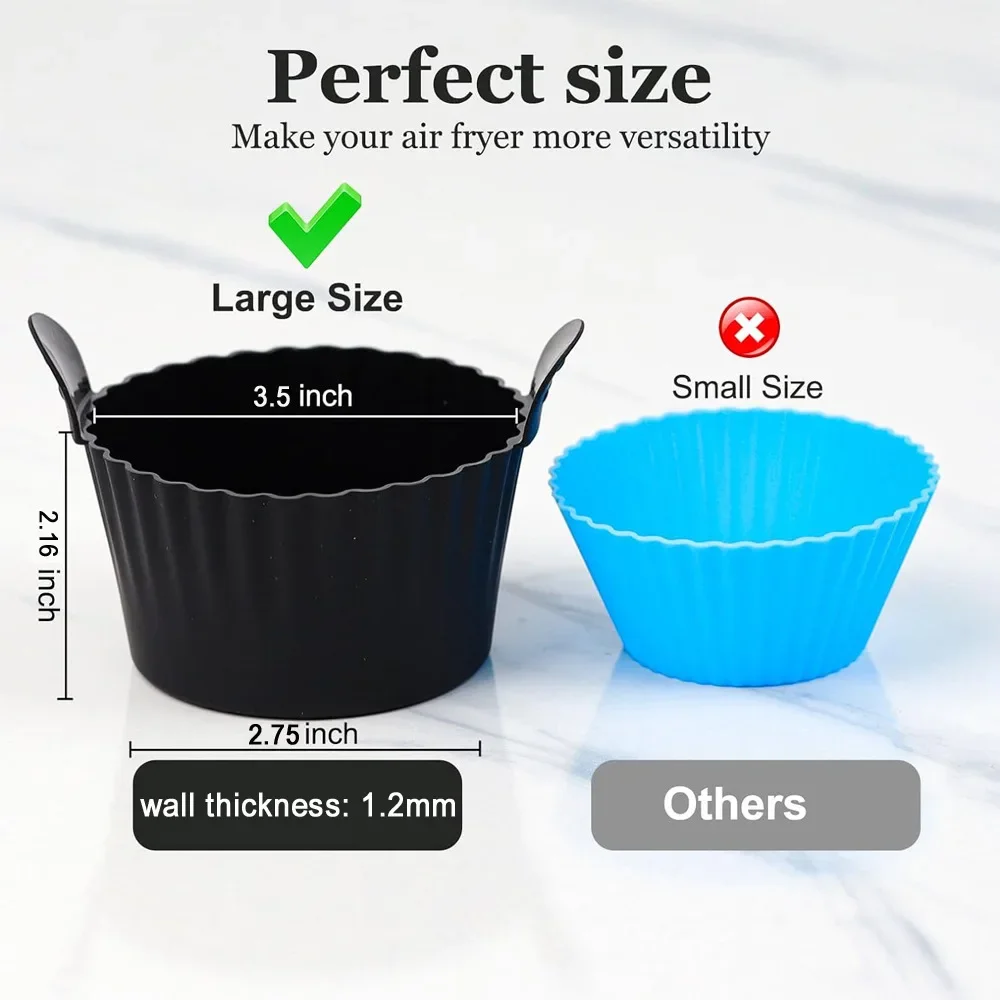 1/3/6PCS Air Fryer Egg Poacher Cups Cake Muffins Cupcakes Moulds Silicone Basket Baking Custard Pie Desserts Egg Poaching Maker