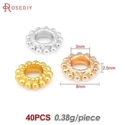 High - Quality 18K Gold & Silver Flower Spacer Beads - Matte Gold Color (8MM 40PCS)