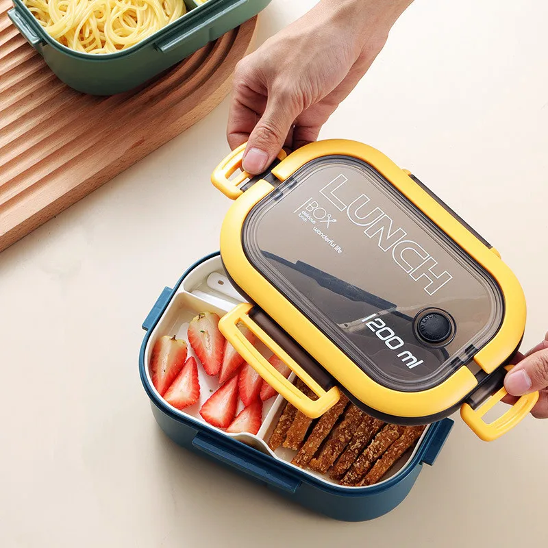 Double-layer Lunch Box Student Office Worker Bento Box Outdoor Picnic Fruit Food Container Light Salad Reducing Meal Lunch Bags - 5