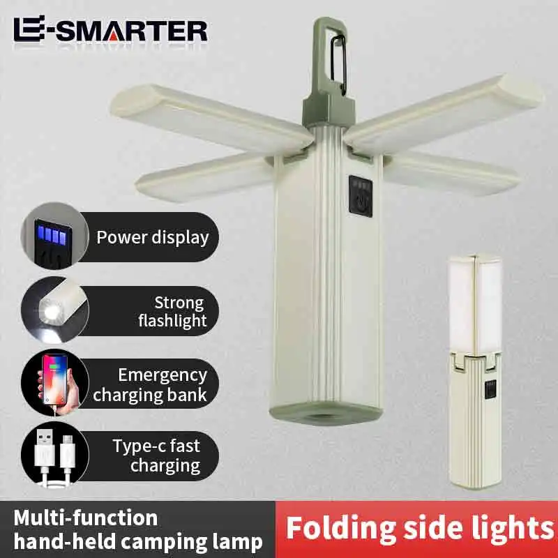 Foldable Camping Lanterns camping light portable lanterns camping lamp Portable Flashlight Rechargeable Outdoor Power Bank Emergency Fishing Tent Lighting Lamps with Hook