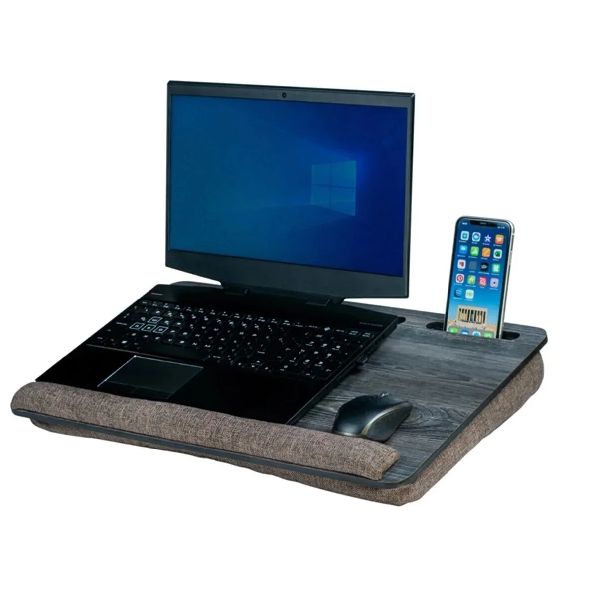 Vigo Wood Ls021 Portable Cushioned Laptop Notebook, Bed And Lap Stand With Tablet And Phone Compartment