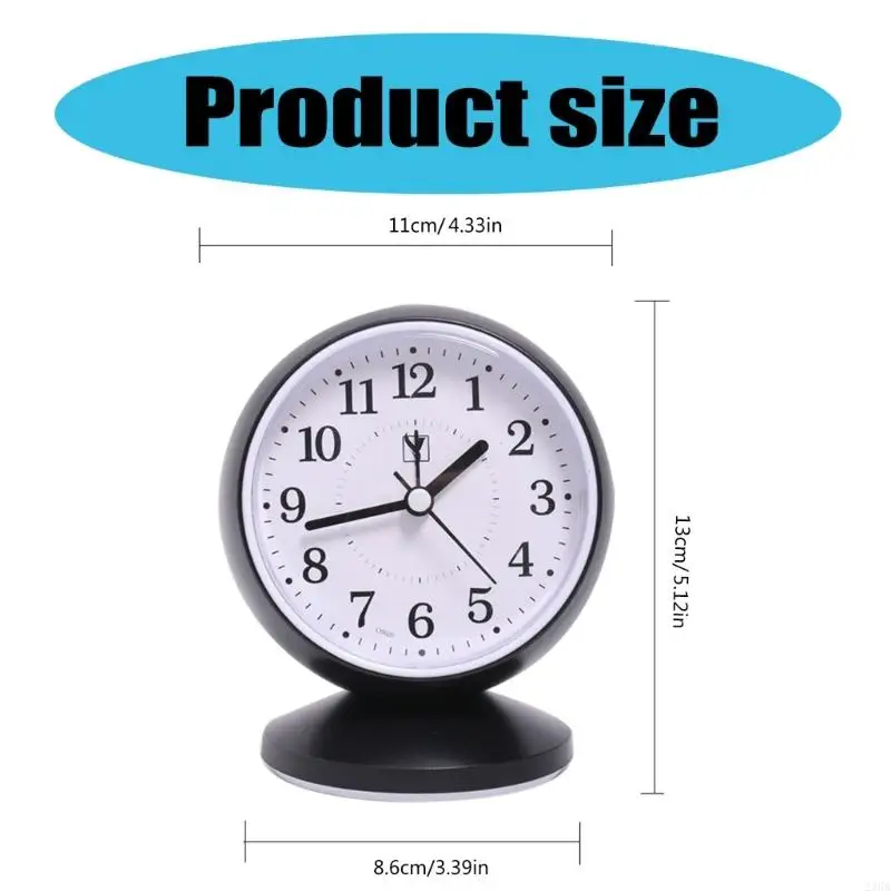 23GA Stylish Quiet Alarm Clock with Arabic Numerals Battery Operated No Ticking Analog Desk Clock for Children Bedroom 6