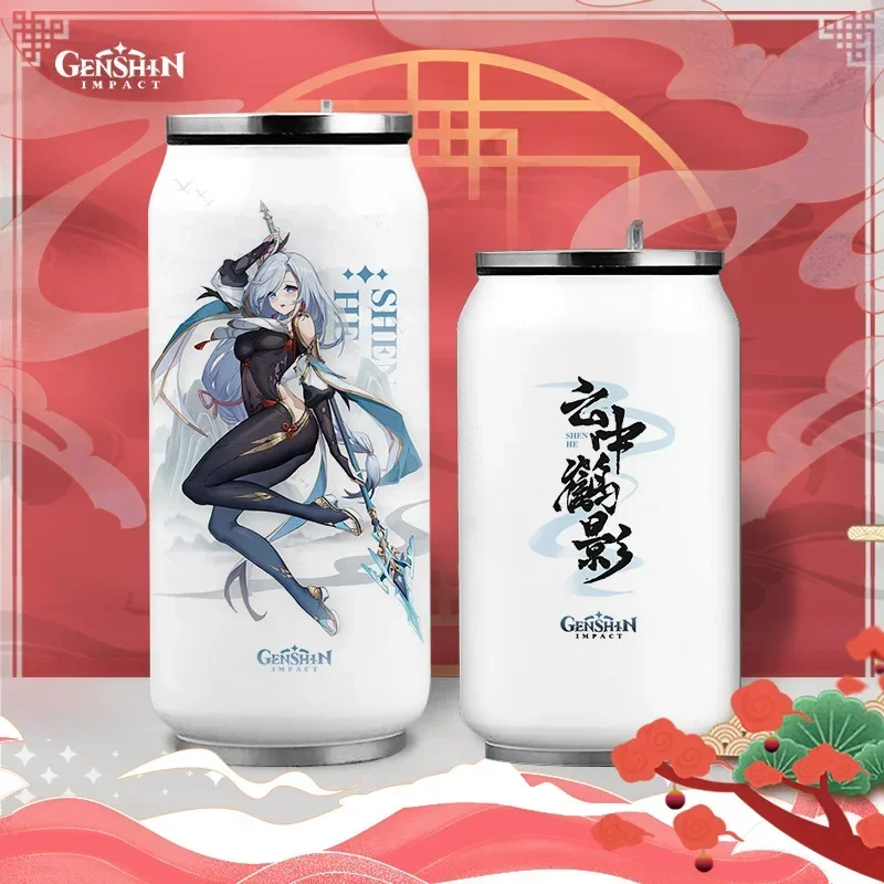 Anime Genshin Impact Thermos 304 Stainless Steel Genshin Impact Bottle Straw Cup Portable Flask Anime Coffee Cup Thermal Bottle water bottle thermal mug stainless steel thermos bottle thermal water bottle stainless steel water bottle stainless steel cup stainless steel thermos cup stainless steel thermal container