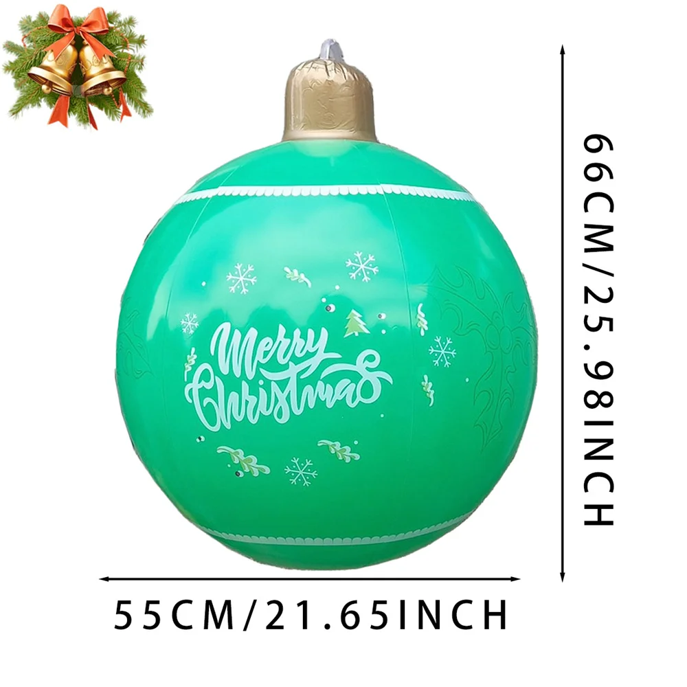 thumbnail image 1 of Bolas inflables de PVC para decoración navideña al aire libre, 66 x 55 cm, bolas grandes para decorar árboles de Navidad, bolas de juguete para decorar el hogar, 1 of 5