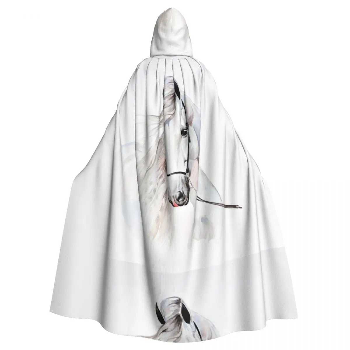 

Adult Vampire Cape Hooded Robe Watercolor Andalusian Horse Portrait Halloween Cloak Full Length Cosplay