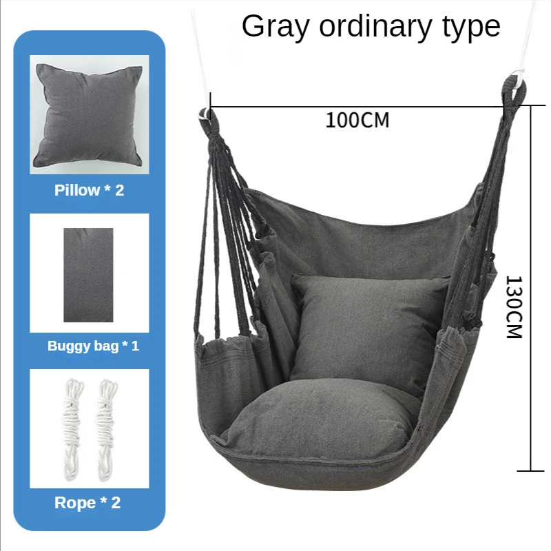 Canvas Hanging Chair College Student Dormitory Hammock with Pillow Indoor Camping Swing Adult Leisure Chair Hanging Swing 6