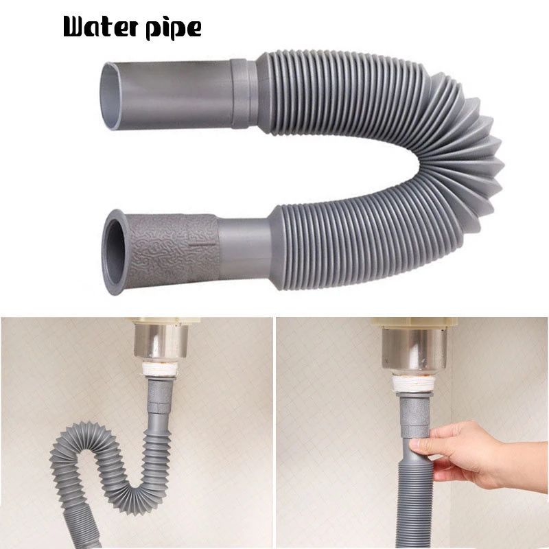 Tradineur - Tubo de desagüe flexible para fregadero, manguera de drenaje,  sifón de plástico para lavabo, trampa de olor, extensi