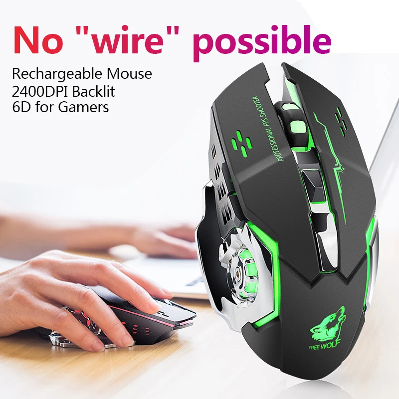 

Wireless Rechargeable Gaming Mouse Mechanical Mouse Gamer with Baklit 6D 2400DPI for PC Gaming Computers PC Accessories