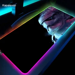 Wars – grand tapis de souris de jeu avec lumière LED RGB, imperméable, pour ordinateur de bureau avec rétro éclairage 