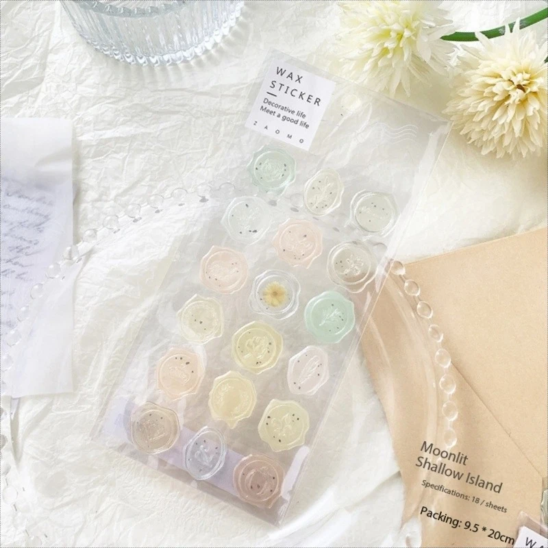 Decorative Stickers 18pcs Vintage Wax Seal Stickers Transparent For Wedding Invites Scrapbooks DIY Crafts
