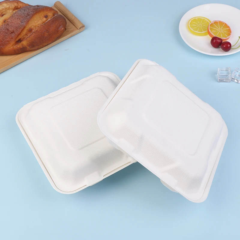 Description Picture 6 of item10Pcs Compostable Disposable 10 Pack 3 Compartment Takeout Lunch Box Containers With Lid To Go Take Out Clamshell For Food