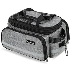 Enhanced Bike Rear Rack Bag - 15-20L Large Capacity Travel Luggage Storage with Trunk Panniers and Shoulder Handbag Functionality (0707209 Gray)